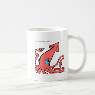 De Café Caneca cor-de-rosa do calamar gigante