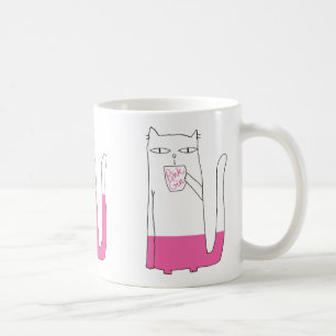 De Café Caneca cor-de-rosa do gato da gim