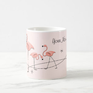 De Café Caneca cor-de-rosa do "nome" do trio dos flamingos