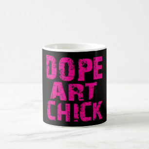 De Café Caneca cor-de-rosa do pintinho da arte do