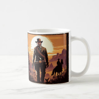 De Café Caneca cowboy ao pôr do sol no deserto