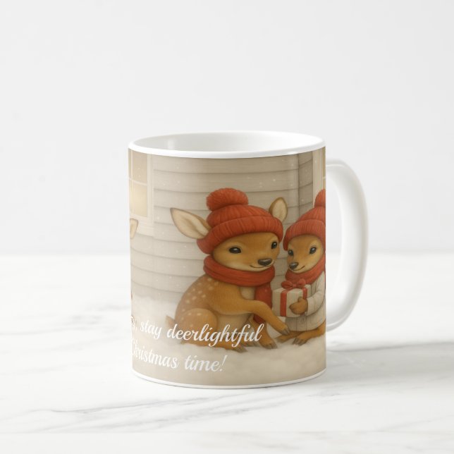 De Café Caneca Cozy Deer para Amantes do Natal (Frente Esquerda)