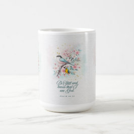 De Café Caneca cristã | “Fique em silêncio” Escrita floral