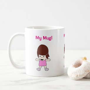 De Café Caneca customizável da menina dos desenhos