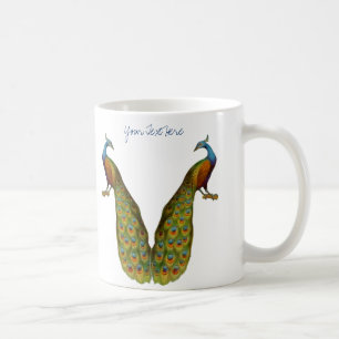 De Café Caneca customizável do pássaro da arte do pavão