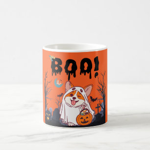 De Café Caneca Cute Corgi Fantasma Boo Halloween