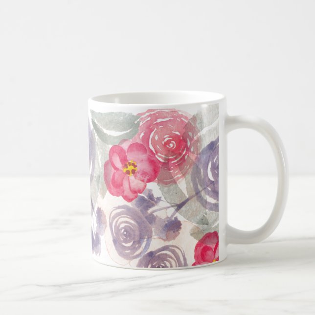 De Café Caneca da aguarela da flor (Direita)