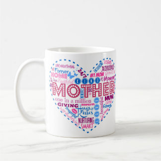 De Café Caneca da arte da palavra do coração da mãe