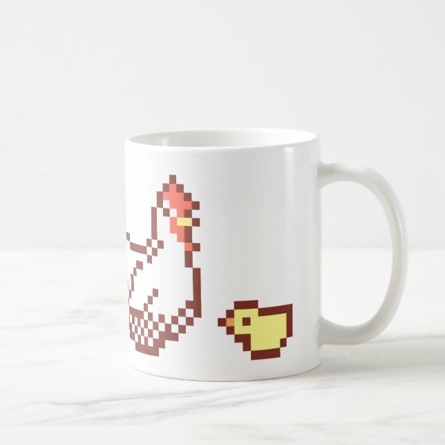 De Café Caneca da arte do pixel da galinha e do pintinho (Direita)