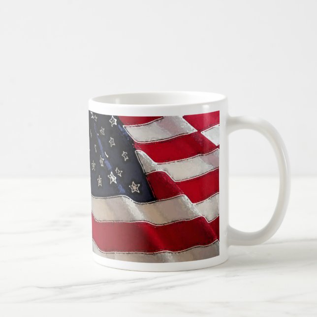 De Café Caneca da bandeira americana dos deus abençoe (Direita)