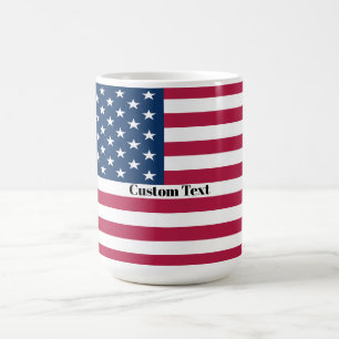 De Café Caneca da Bandeira dos EUA - Texto Personalizado P
