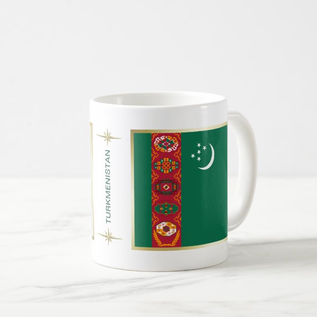 De Café Caneca da Bandeira e Mapa do Turcomenistão (Frente Esquerda)