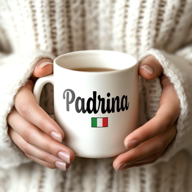 De Café Caneca da Bandeira Italiana Padrina - Presente par (Padrina Italian Flag Mug - Gift for Godmother)