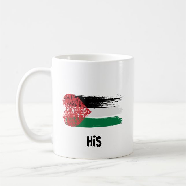 De Café Caneca da Bandeira Palestina Dele e Dela – Design  (Esquerda)
