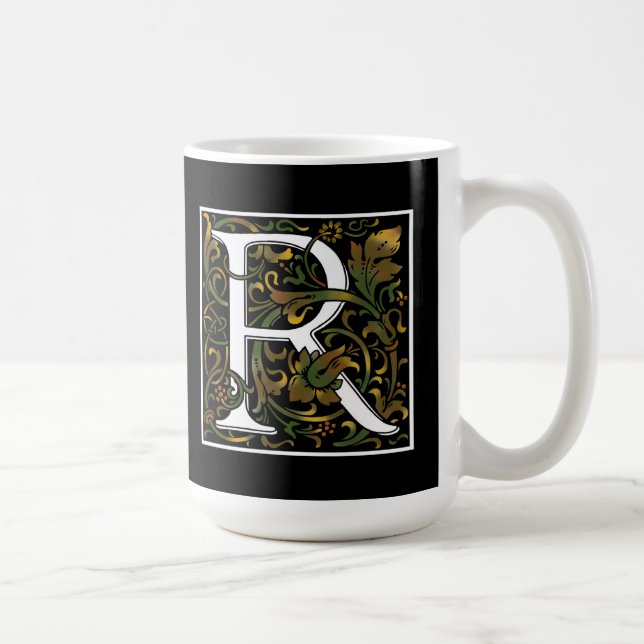 De Café Caneca da cor do monograma R (Direita)