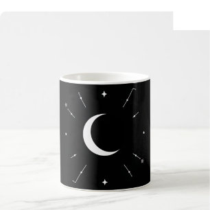 De Café Caneca da Fase da Lua Celestial - Preto e Branco (