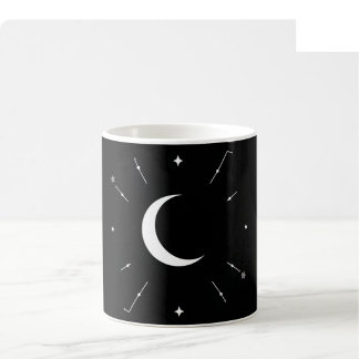 De Café Caneca da Fase da Lua Celestial - Preto e Branco (