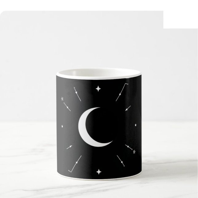 De Café Caneca da Fase da Lua Celestial - Preto e Branco ( (Criador carregado)