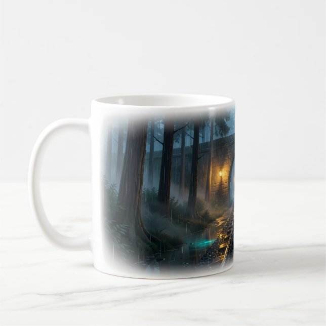 De Café Caneca da Ferrovia da Chuva Lanternada Através dos (Esquerda)