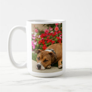 De Café Caneca da flor do pitbull