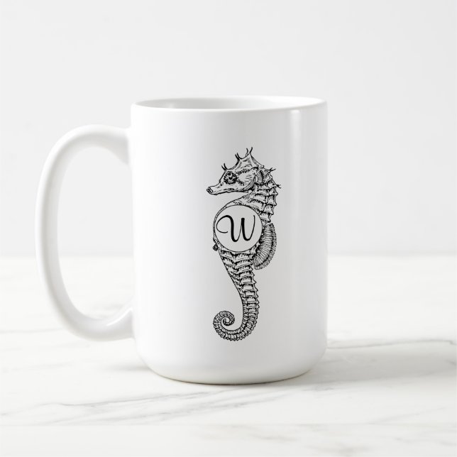 De Café Caneca da inicial do esboço do cavalo marinho (Esquerda)