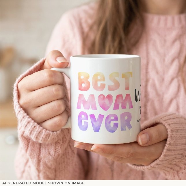 De Café Caneca da Mamãe com o Nome Personalizado das Crian (An 11-oz mug is shown. Add names and choose size and style.)