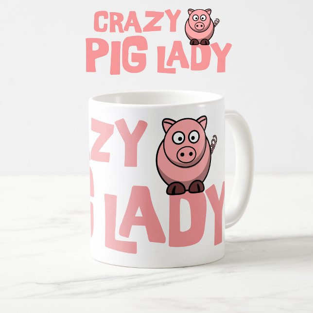 De Café Caneca da Mulher Porca Louca (Crazy pig lady mug.)