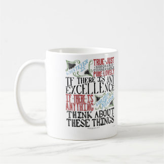 De Café Caneca da rotulação da mão do 4:8 dos Philippians