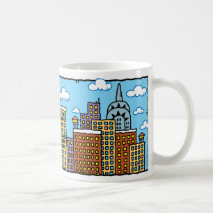 De Café Caneca da skyline dos desenhos animados da cor da