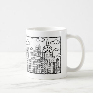 De Café Caneca da skyline dos desenhos animados da Nova