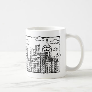 De Café Caneca da skyline dos desenhos animados da Nova