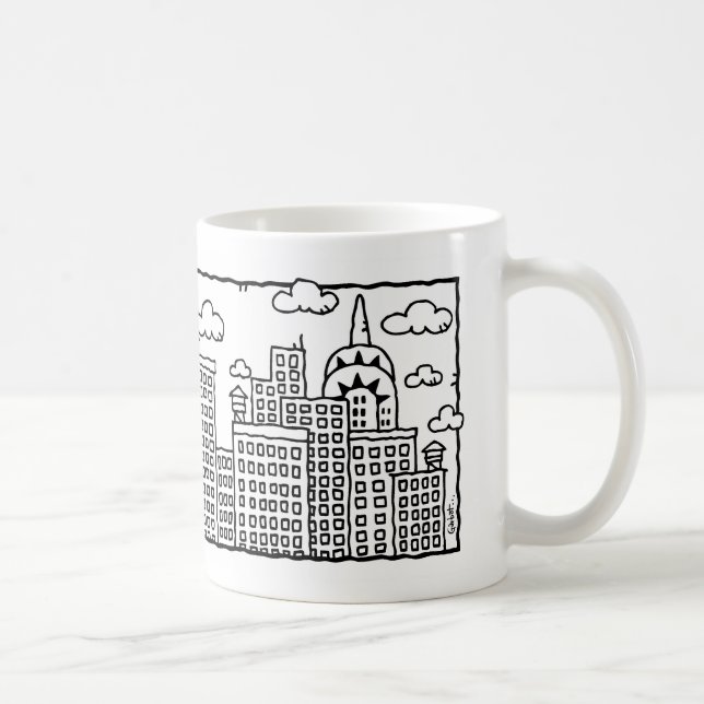 De Café Caneca da skyline dos desenhos animados da Nova (Direita)
