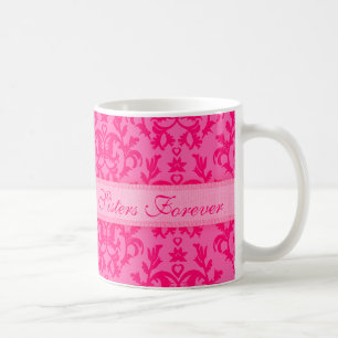 De Café Caneca damasco rosa quente "Irmãs para Sempre"