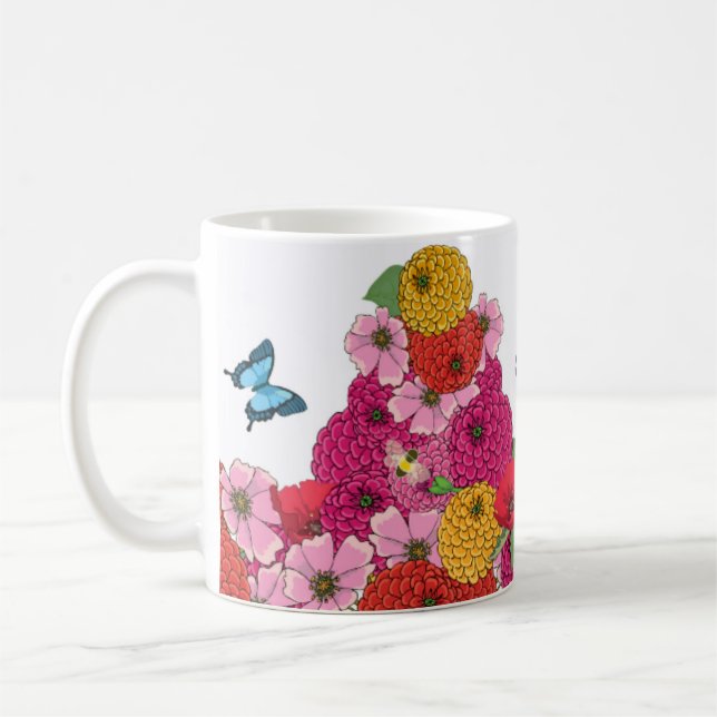 De Café Caneca das flores e das borboletas dos colibris (Esquerda)
