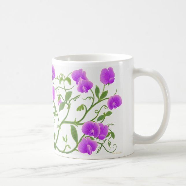 De Café Caneca das videiras da flor da ervilha doce (Direita)