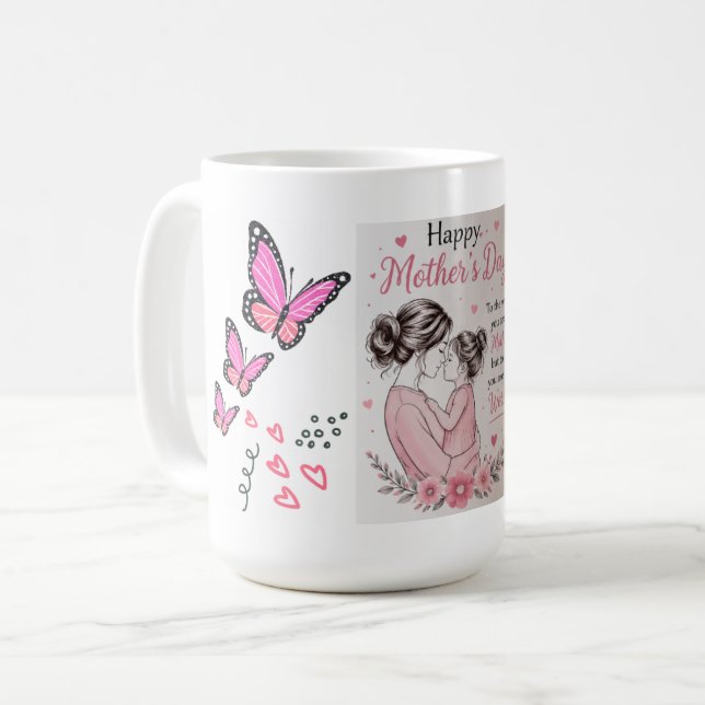 De Café Caneca Dia das Mães Borboleta Feliz (Frente Esquerda)