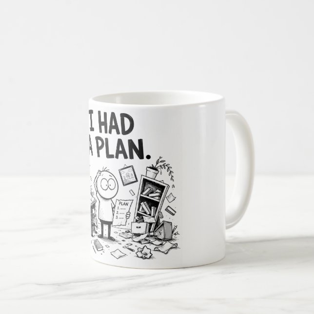 De Café Caneca Divertida 'Eu Tinha um Plano' (Frente Esquerda)