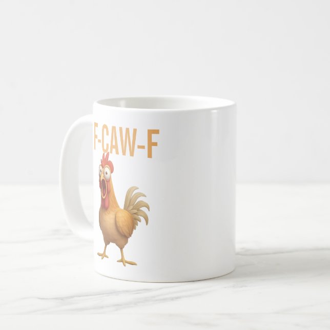 De Café Caneca Divertida Galinha F-Caw-ny Engraçada Caneca (Frente Esquerda)