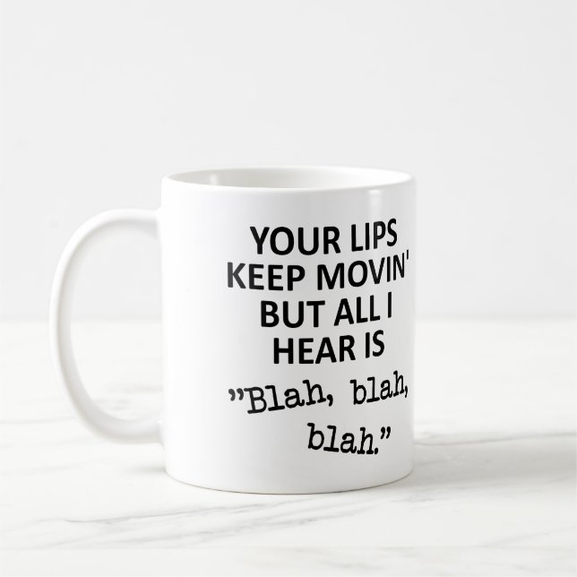 De Café Caneca Divertida Lábios se Movendo Blá Blá Blá (Esquerda)
