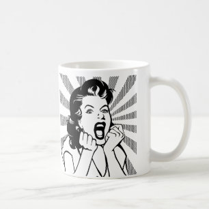 De Café Caneca Divertida Mulher Frustrada Grita