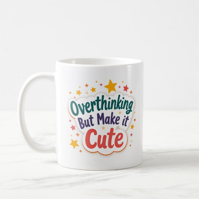 De Café Caneca Divertida 'Pensando Demais, Mas com Estilo' (Esquerda)