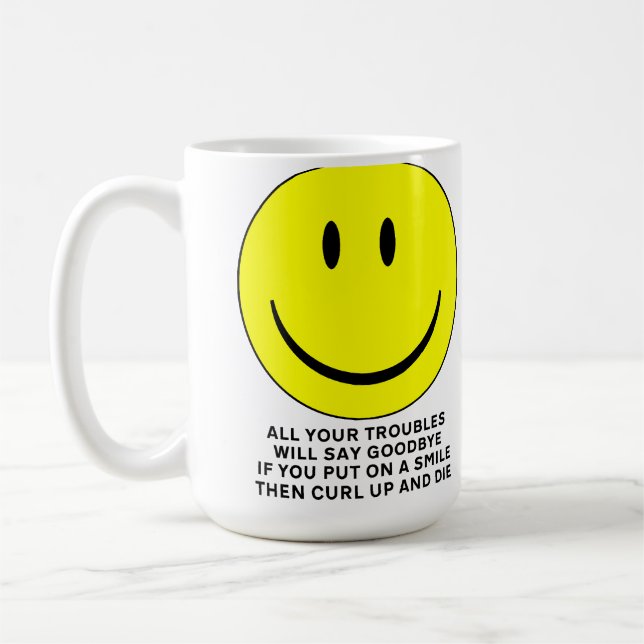 De Café Caneca Divertida Rosto Feliz Encolher e Morrer (Esquerda)
