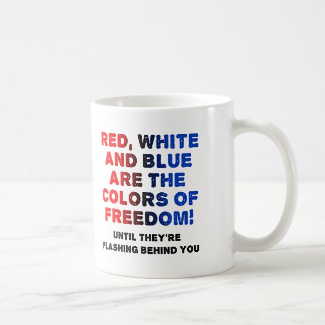 De Café Caneca Divertida Vermelha Branca e Azul (Direita)