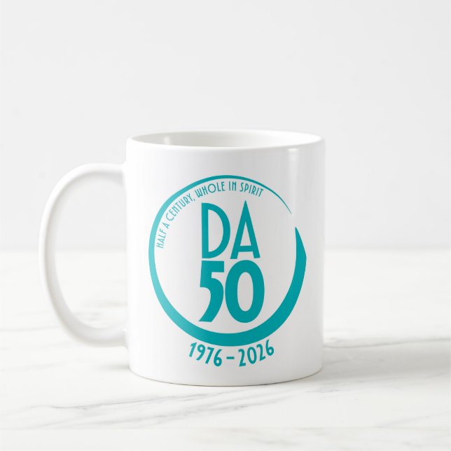 De Café Caneca do 50º Aniversário 1976-2026 em Turquesa (Esquerda)
