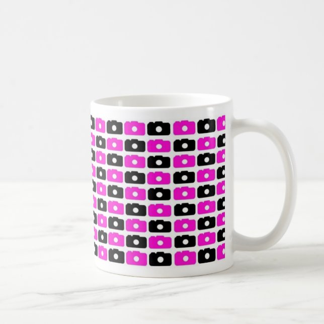 De Café Caneca do amor da câmera (preto e rosa) (Direita)
