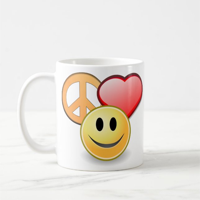 De Café Caneca do amor e da felicidade da paz (Esquerda)