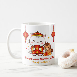 De Café Caneca do Ano Novo Lunar do Gato Kawaii Fofinho 20