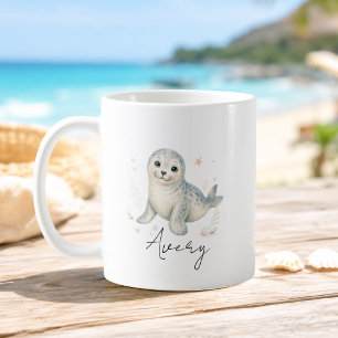 De Café Caneca do Bebê Foca do Oceano com Nome Personaliza