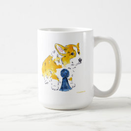 De Café Caneca do Corgi da fita azul