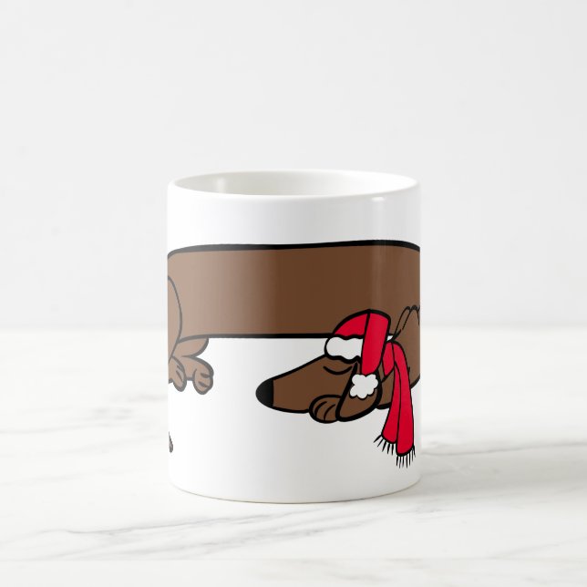 De Café Caneca do Dachshund Dormindo no Natal (Centro)